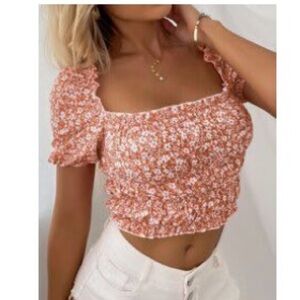 Pink and white SHEIN crop top
